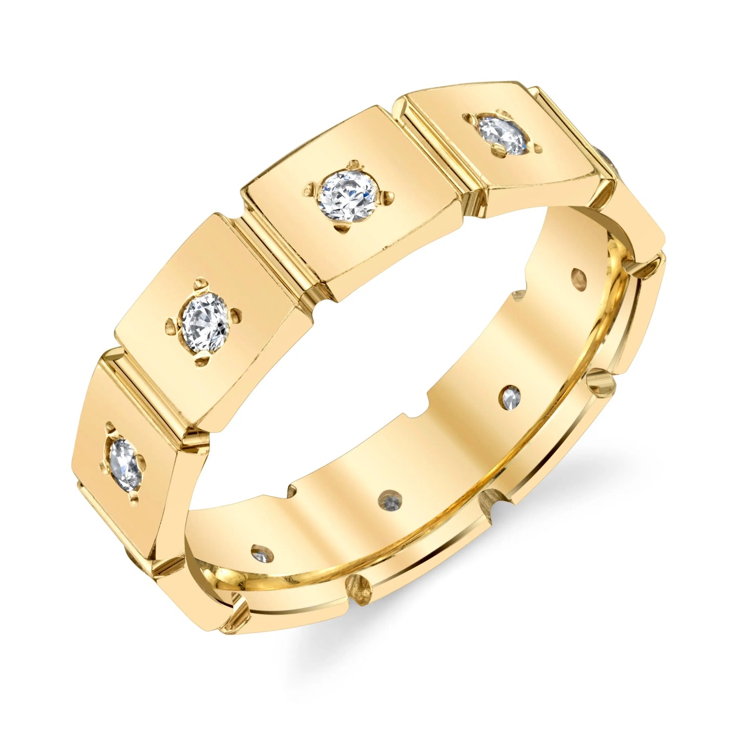 Men's Square Wedding Ring 6mm with Diamond Setting in 18k Solid Gold House Of Wedding Bands