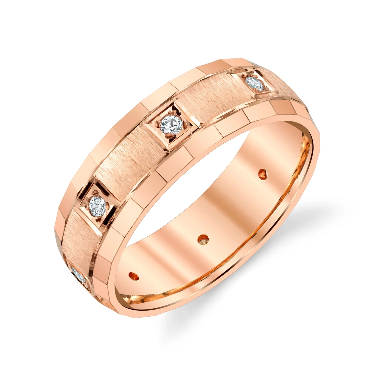 Men's Square cut Wedding Ring 7mm with Diamond Setting in 10k Solid Gold House Of Wedding Bands