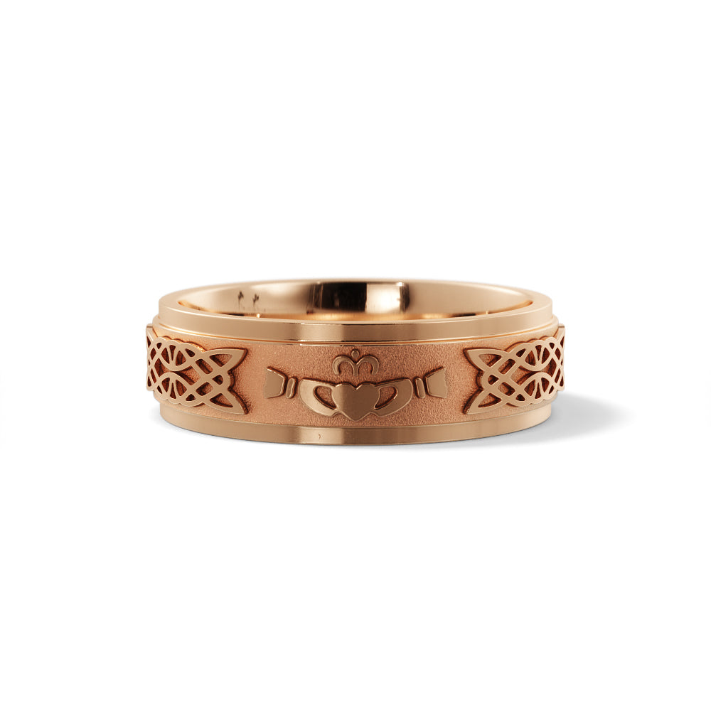 Celtic Claddagh Wedding Ring in 18k Rose Gold