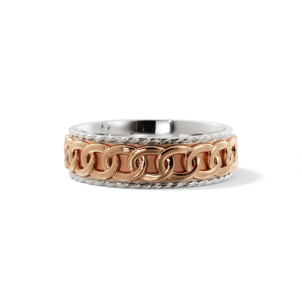 Chain Link Wedding Ring in 18k White/Rose Gold