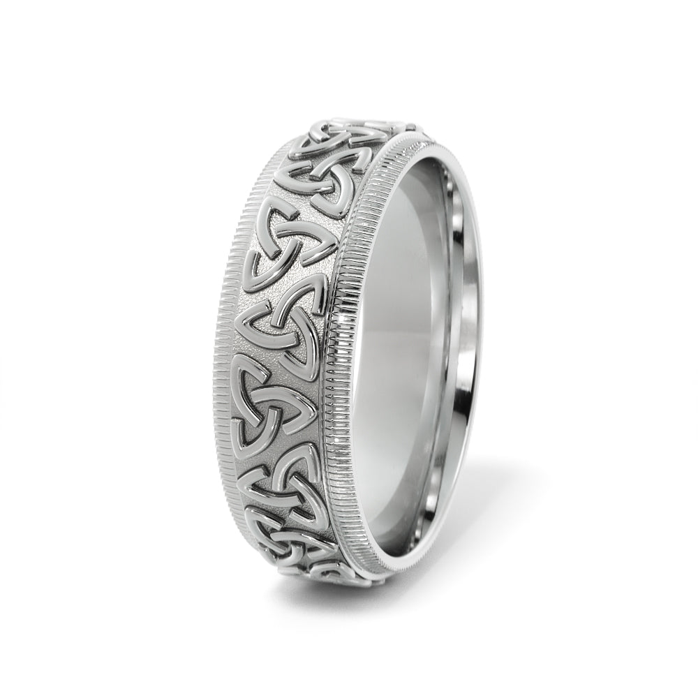 Celtic Wedding Ring in 18k White Gold