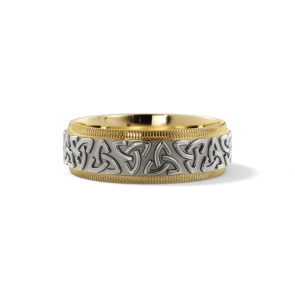 Celtic Wedding Ring in 18k Yellow/White Gold