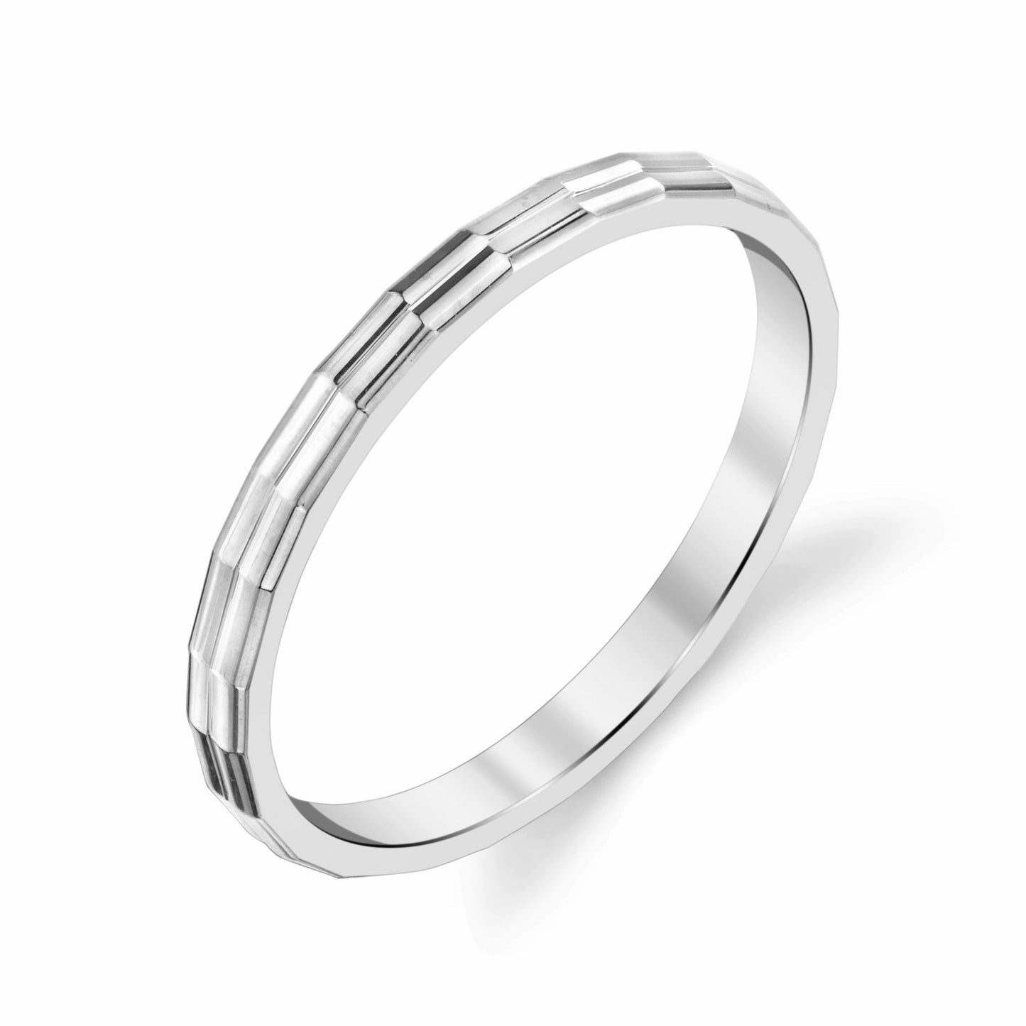 Thin Facet Roll Ring in Platinum