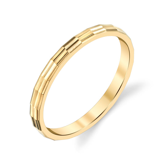 Thin Facet Roll Ring in 14k Gold