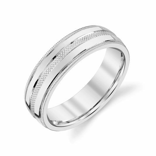 Center Florentine Mens Wedding Ring in Platinum