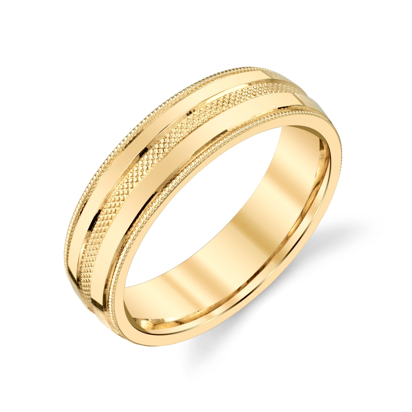 Center Florentine Ladies Wedding Ring in 10k Gold