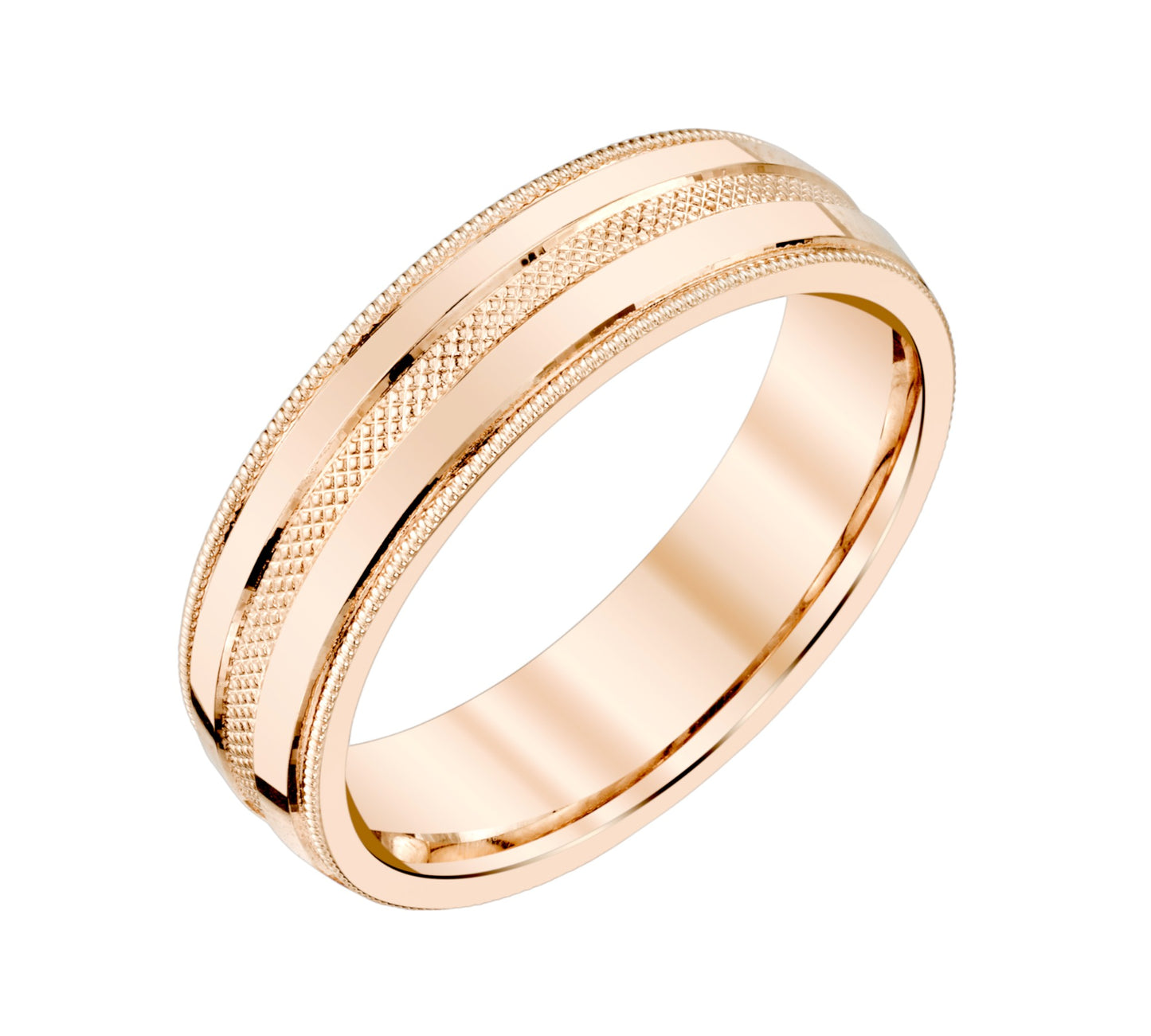 Center Florentine Ladies Wedding Ring in 10k Gold