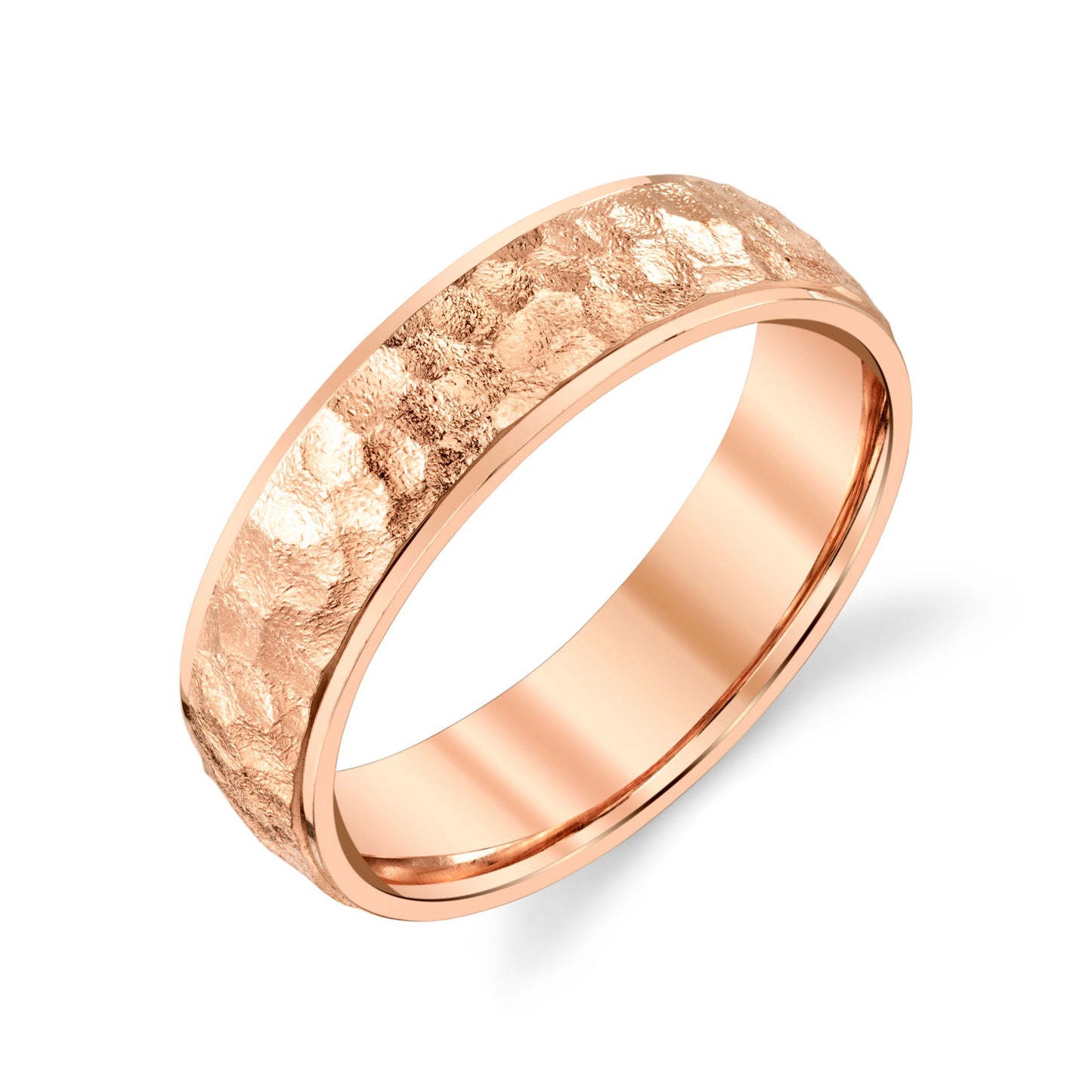 Grip Hammer Wedding Ring in 14k Rose Gold