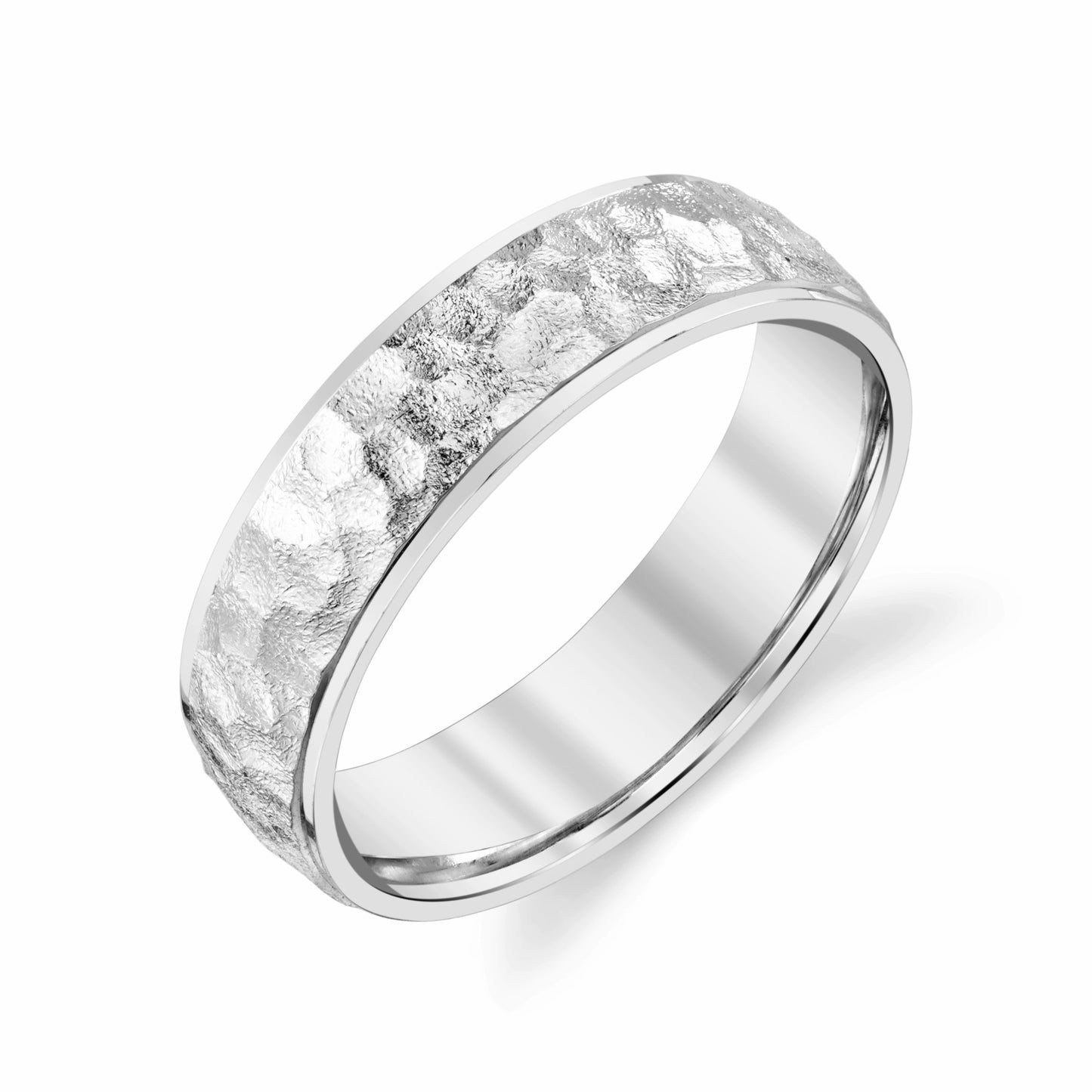 Grip Hammer Wedding Ring in 10k White Gold