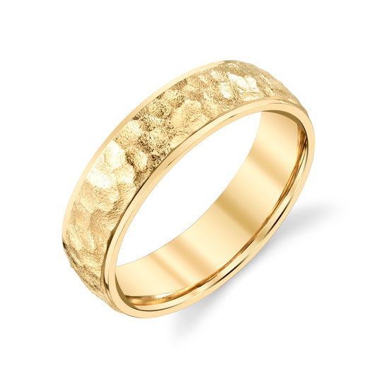 Grip Hammer Wedding Ring in 14k Yellow Gold