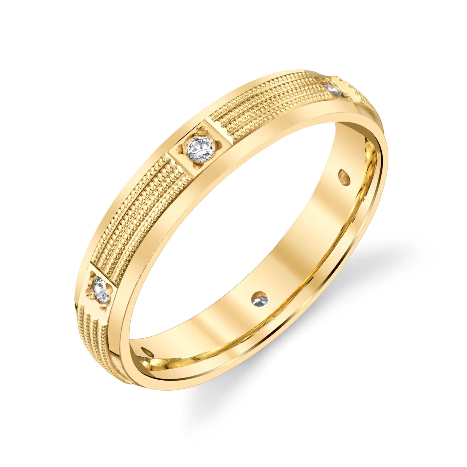 Women's Wedding Ring adorned with Milgrain Detailing and Diamonds 1/10ct in 10k Solid Gold House Of Wedding Bands