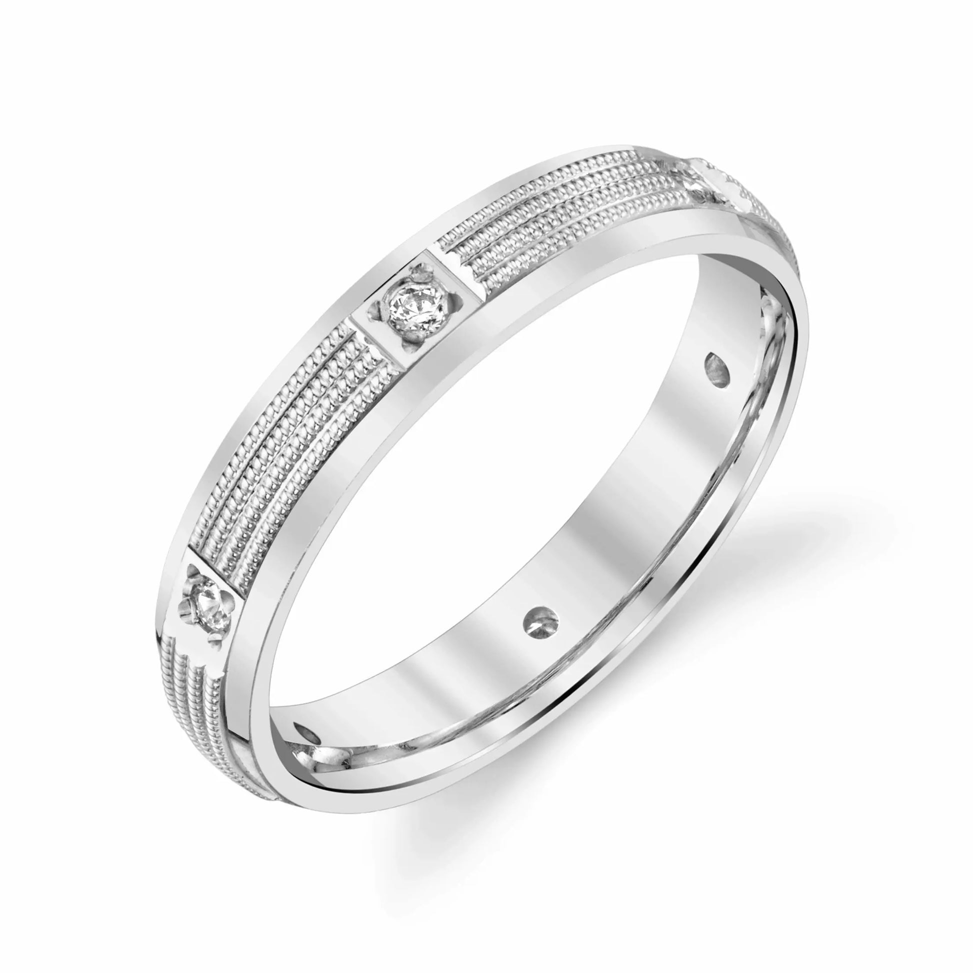 Women's Wedding Ring adorned with Milgrain Detailing and Diamonds 1/10ct in 10k Solid Gold House Of Wedding Bands