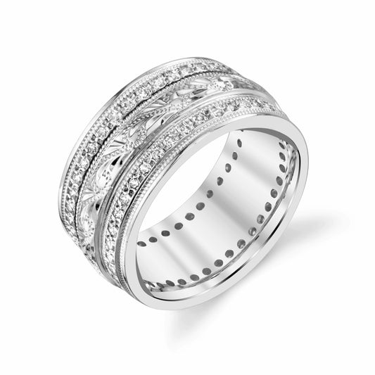 Exquisite Hand-Engraved Diamond Ladies Wedding Ring 1/2ct in Platinum