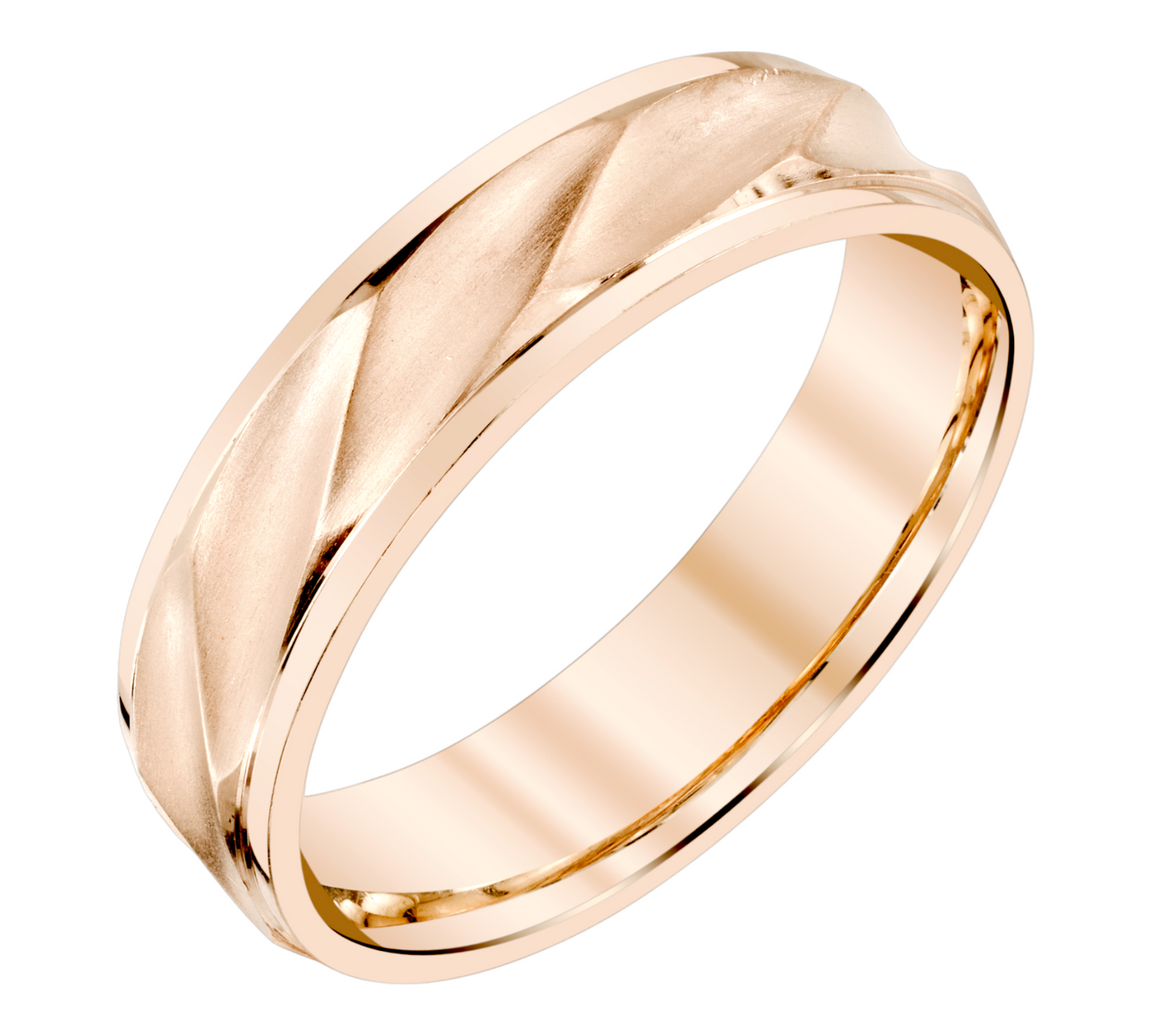 Wavy Texture Mens Wedding Ring in 14k Gold