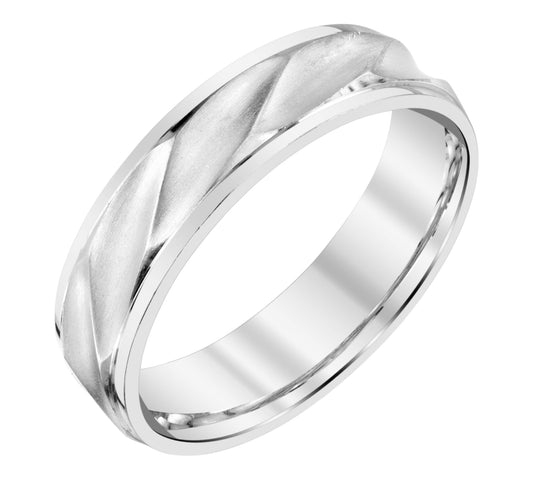 Wavy Texture Ladies Wedding Band in Platinum