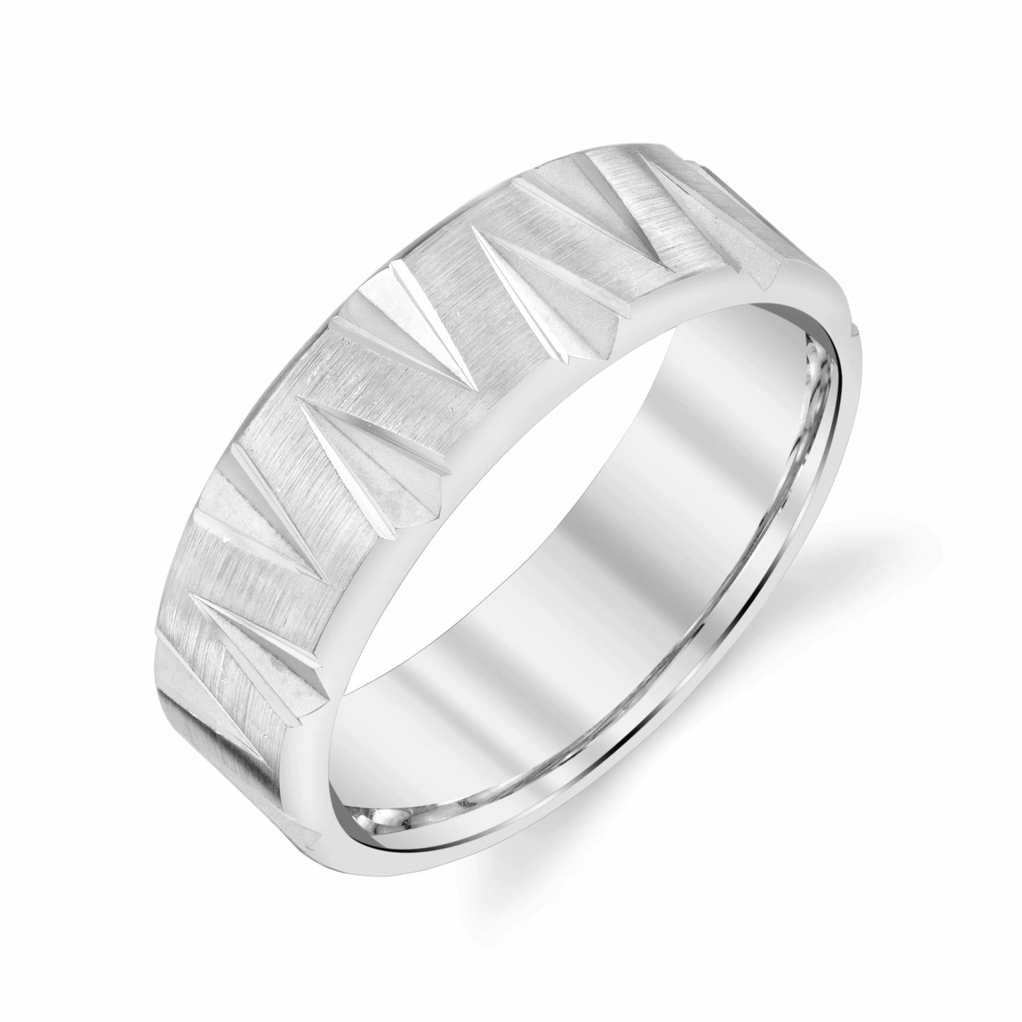 V Pattern Mens Wedding Ring in 14k Gold