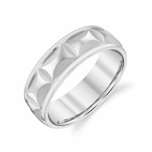 Satin Blast Wedding Ring in 14k White Gold