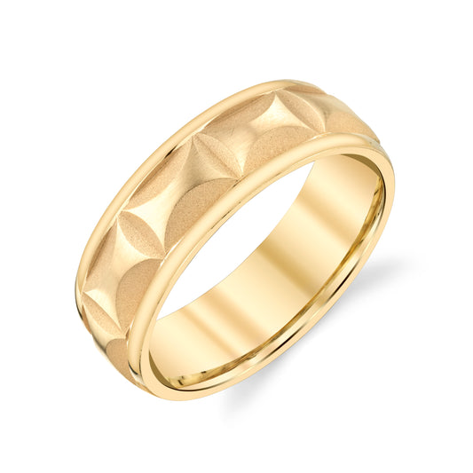 Satin Blast Wedding Ring in 18k Yellow Gold