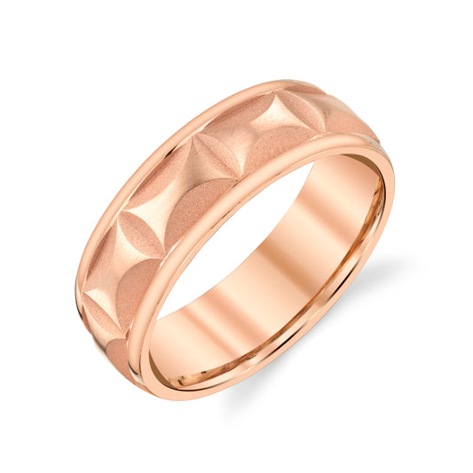 Satin Blast Wedding Ring in 14k Rose Gold