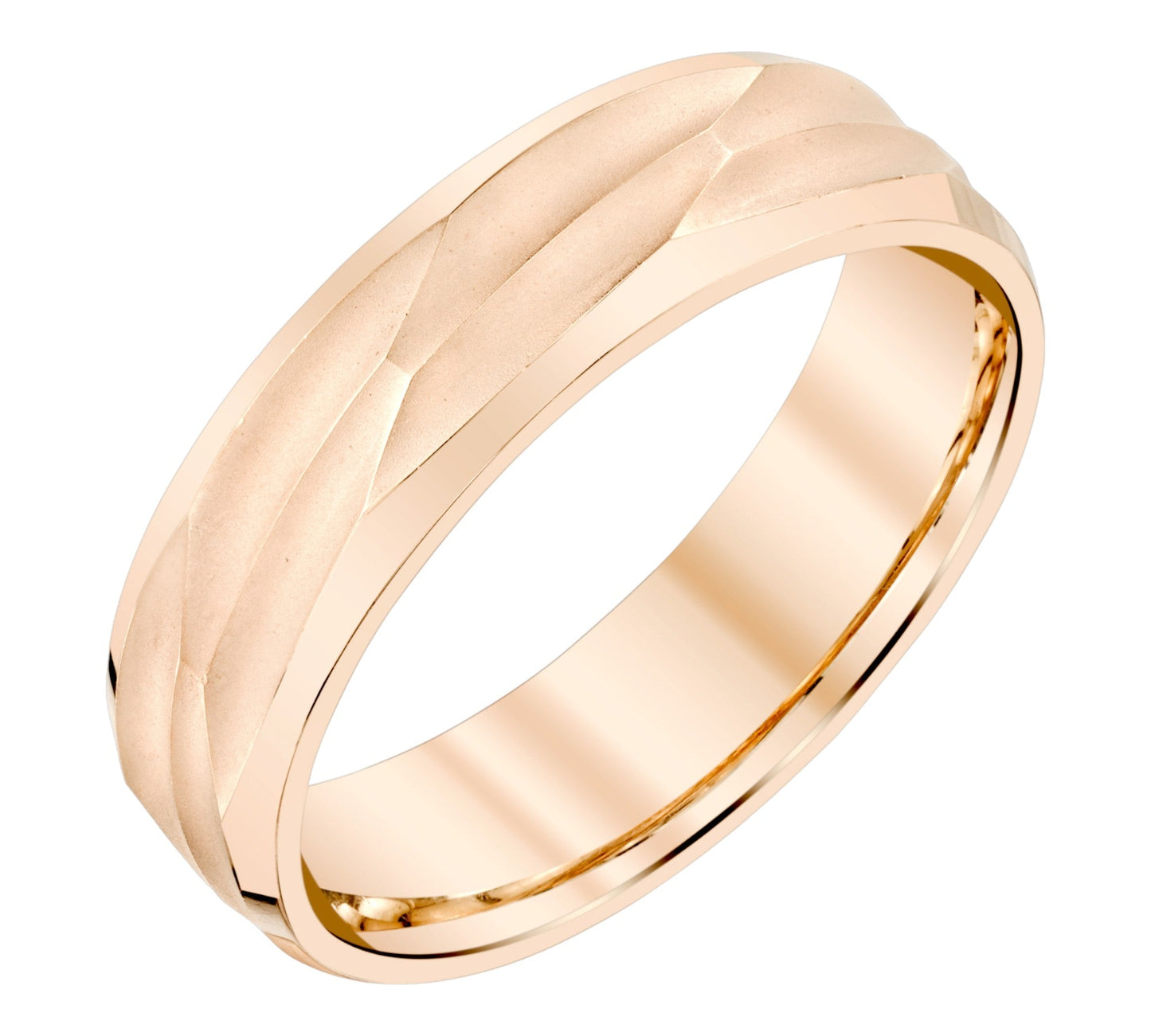 Wave Texture Ladies Wedding Ring in 18k Gold