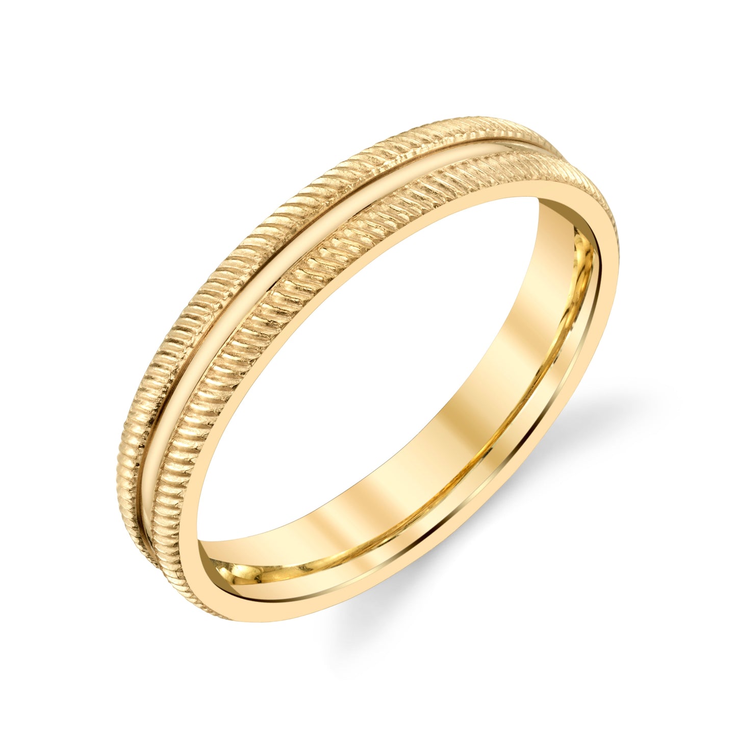 Double Large Milgrain Ladies Wedding Ring in 14k Gold