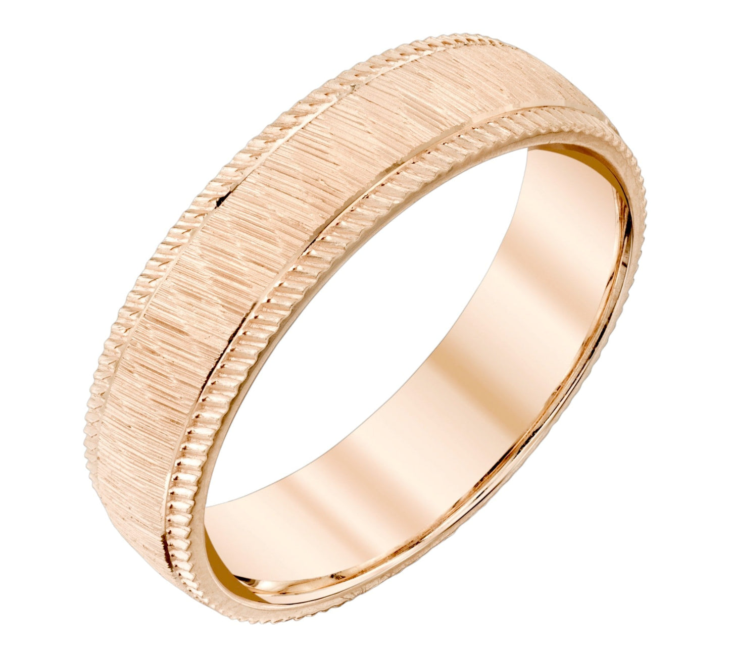 Straight Hammer Texture Mens Wedding Ring in 18k Gold