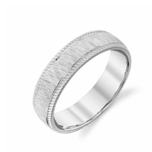 Straight Hammer Texture Ladies Wedding Ring in Platinum