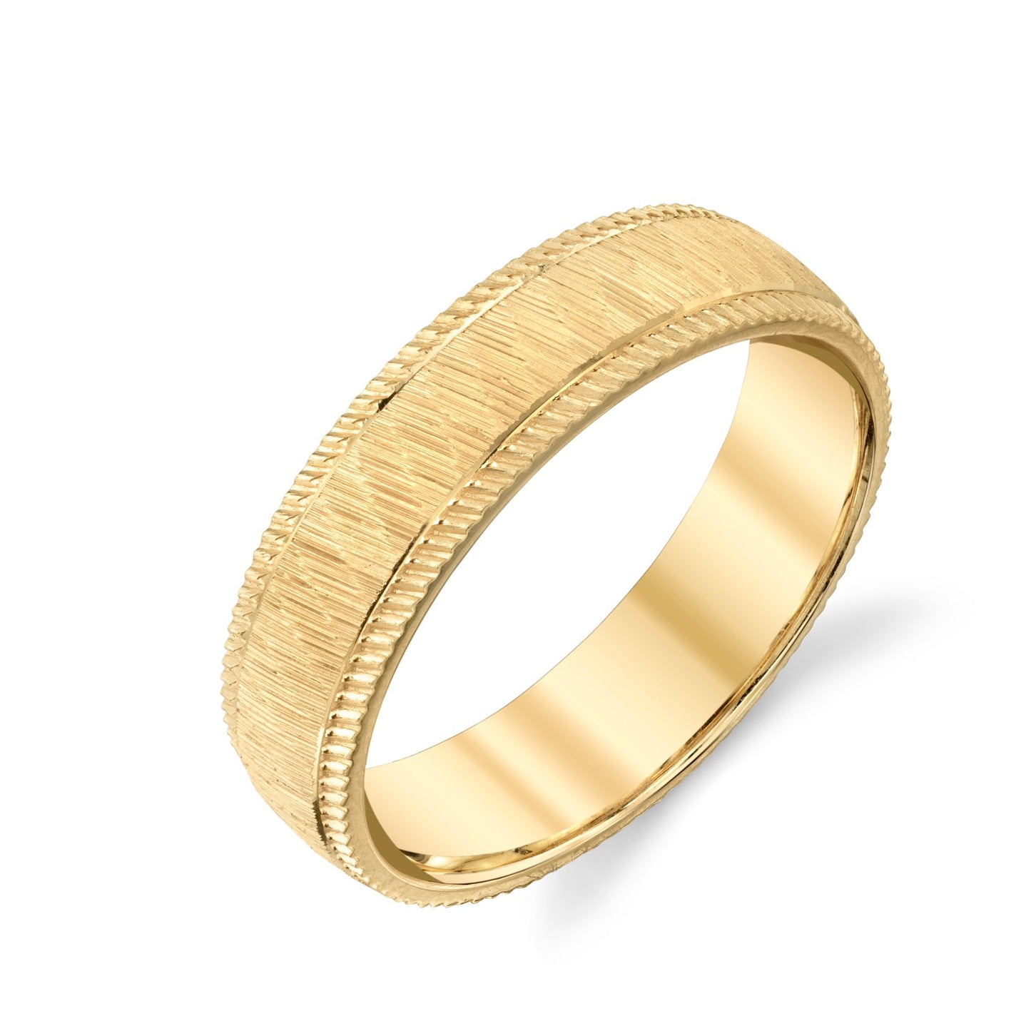 Straight Hammer Texture Ladies Wedding Ring in 18k Gold