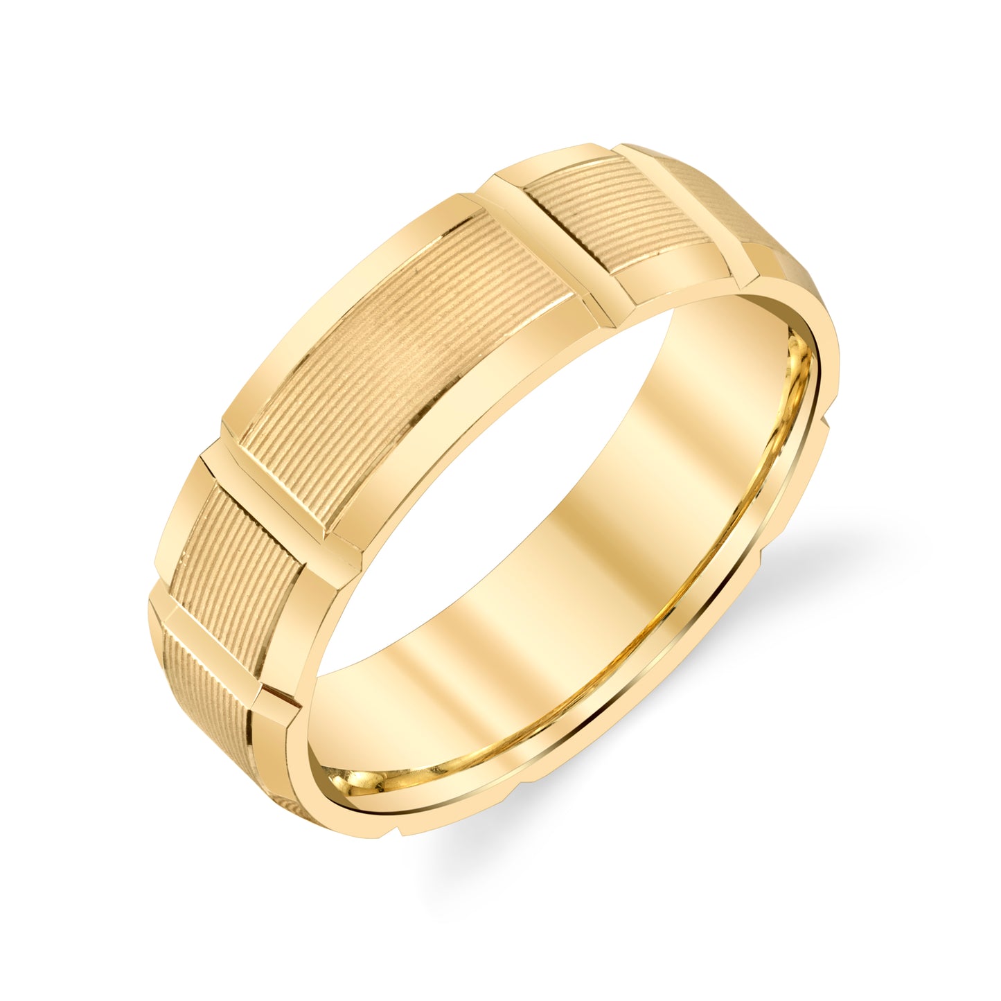 Square cut Lined Center Ladies Wedding Ring in 10k Gold