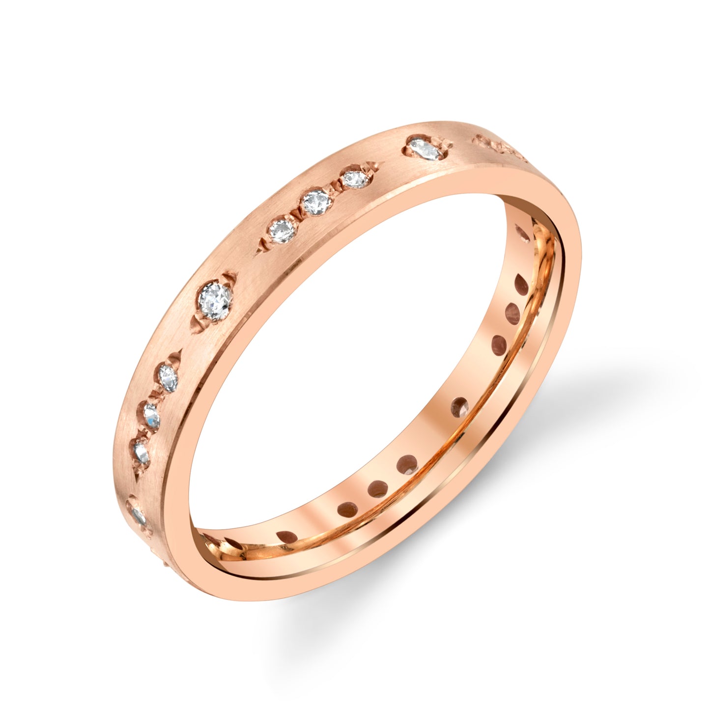 Diamond Alternation Ring 3mm for Ladies in 10k Solid Gold