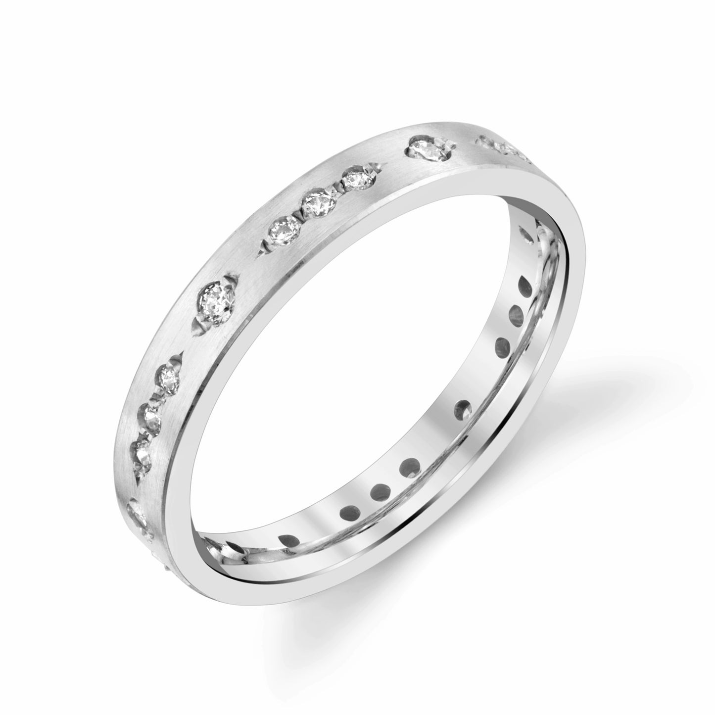 Diamond Alternation Ring 3mm for Ladies in 10k Solid Gold