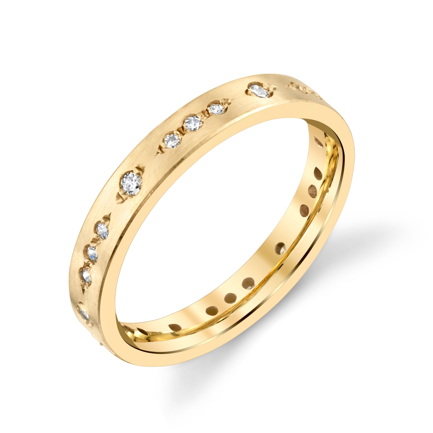 Diamond Alternation Ring 3mm for Ladies in 10k Solid Gold