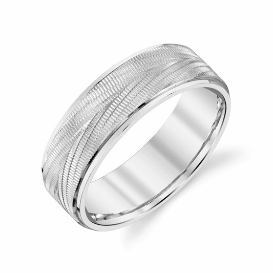 Crossed Milgrain Ladies Wedding Ring in Platinum