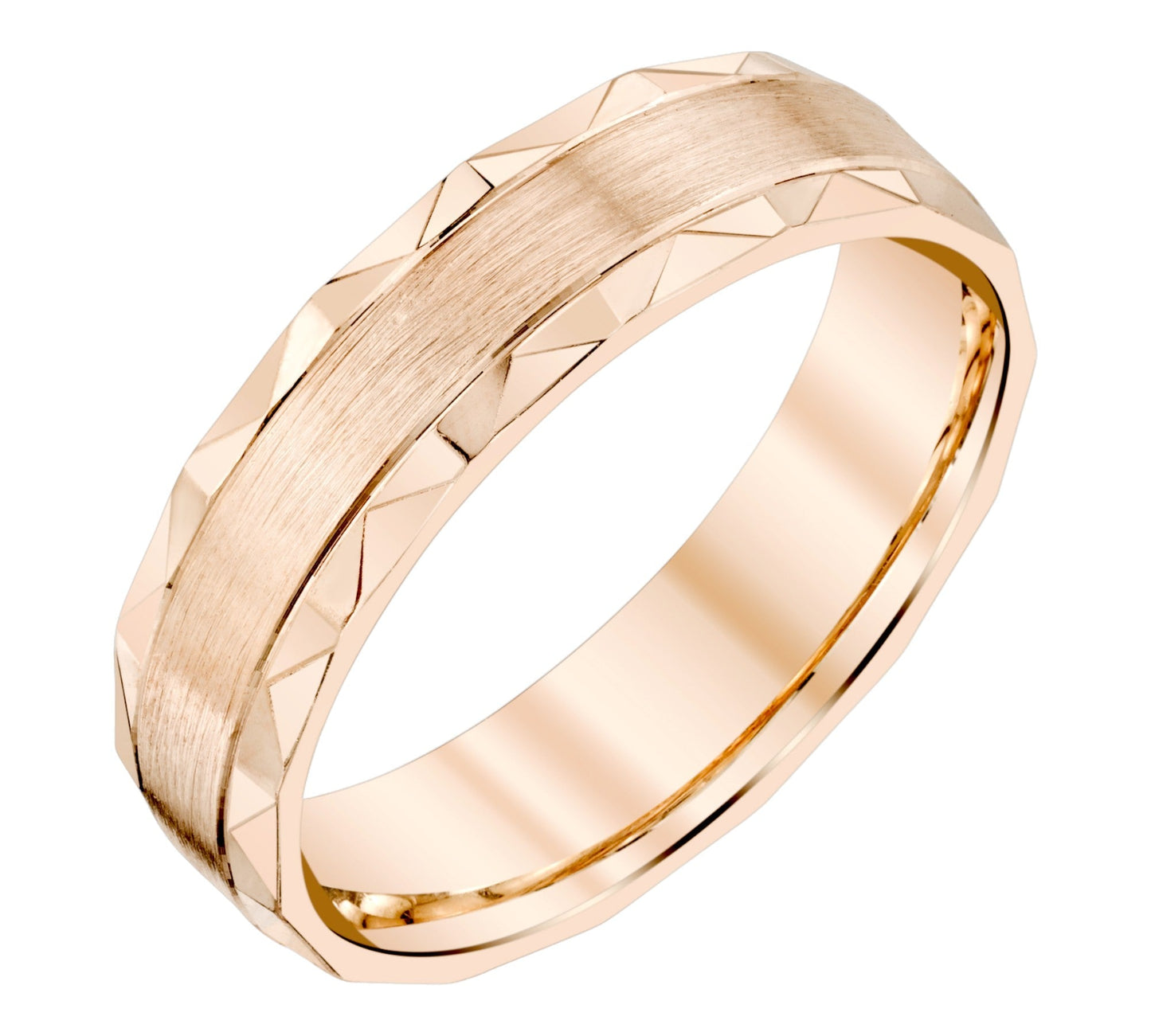 Rough Satin with Cut Edge Ladies Wedding Ring in 18k Gold
