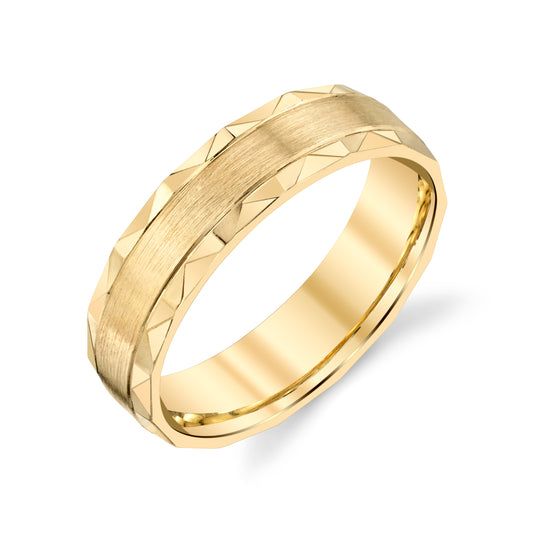 Rough Satin with Cut Edge Ladies Wedding Ring in 10k Gold