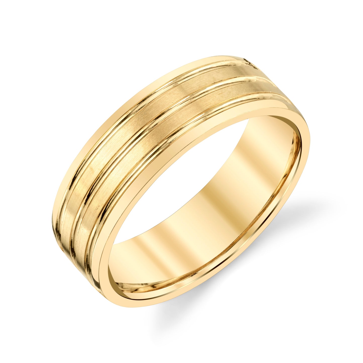 Satin Finish with Groove Ladies Wedding Ring in 18k Gold