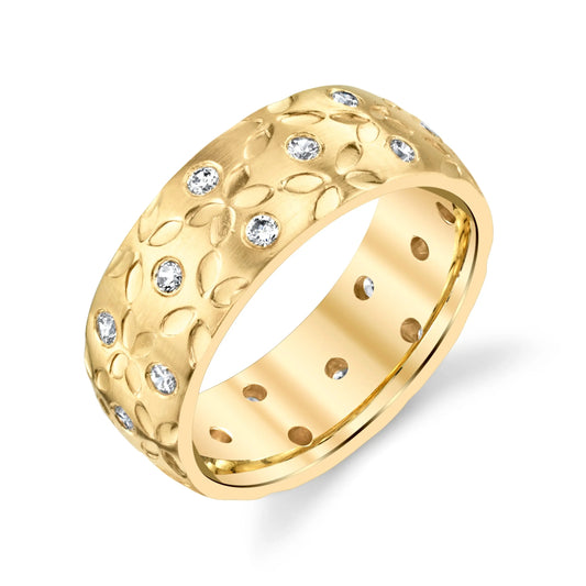 Nature Inspired Diamond Wedding Ring 1/2ct in 14k Solid Gold House Of Wedding Bands