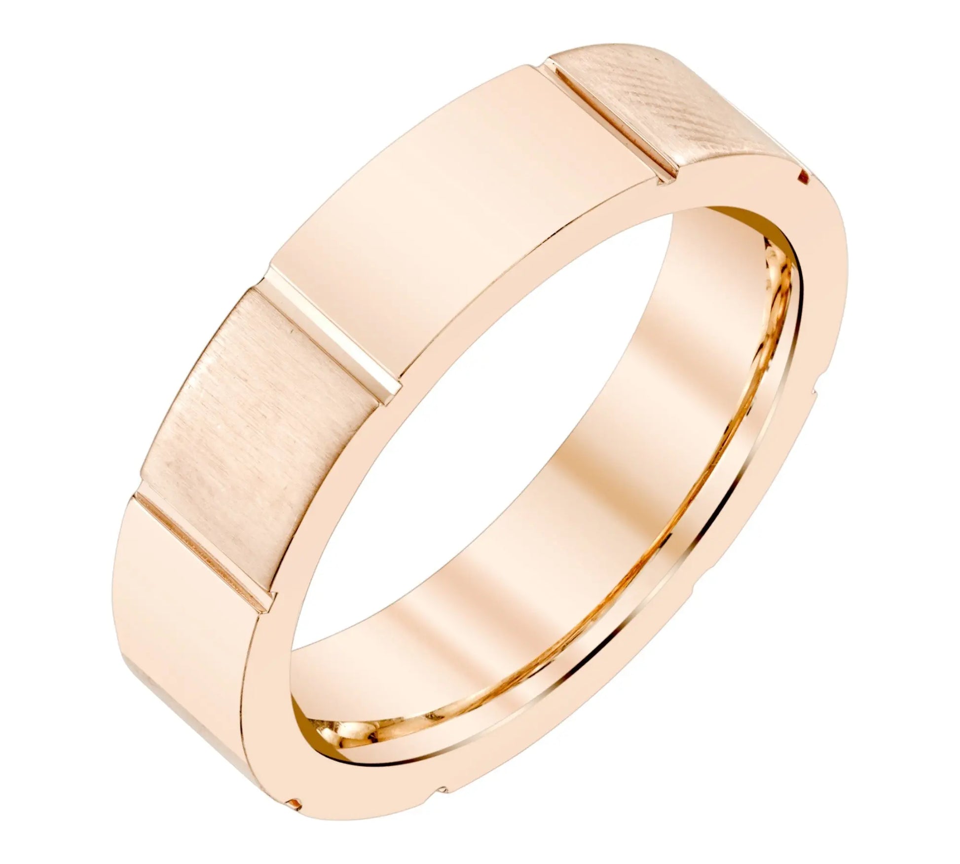 Alternating Cross Satin Finish Mens Wedding Ring in 14K Gold House Of Wedding Bands