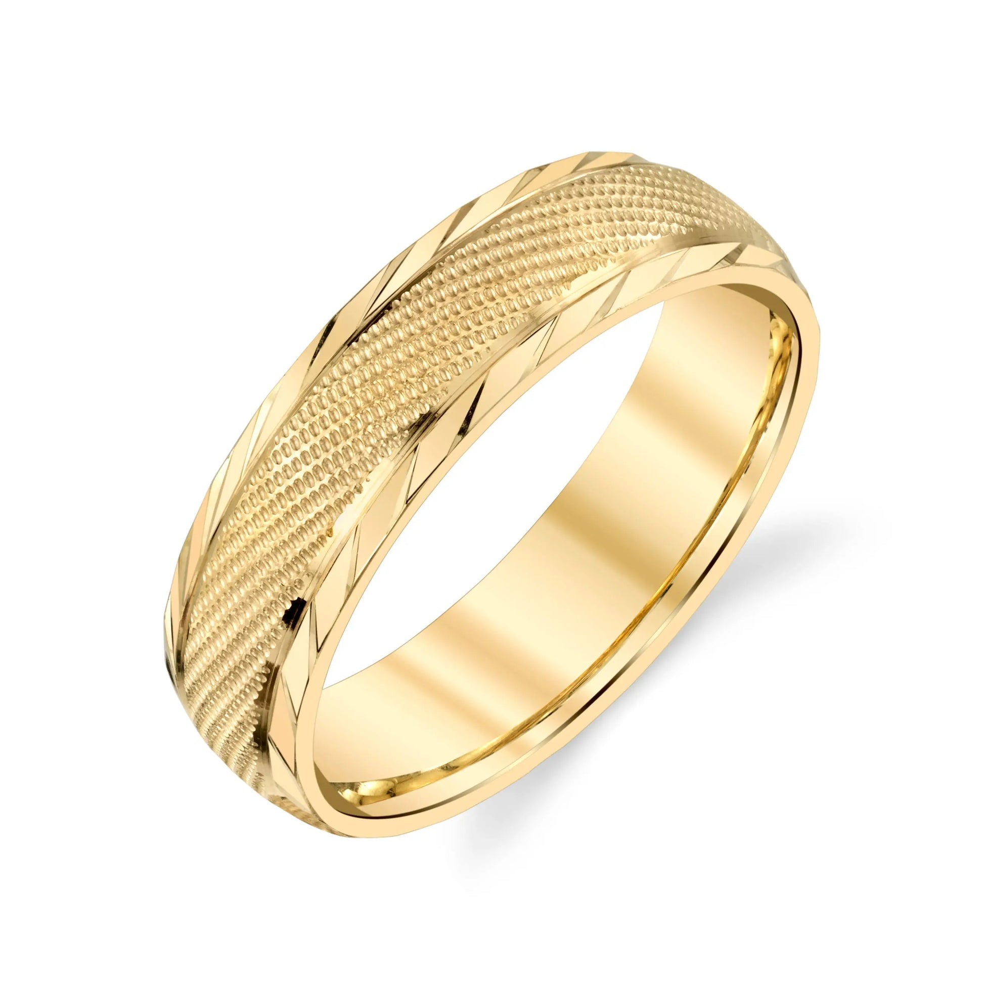 Angle Milgrain with Side Cuts Ladies Wedding Ring in 14k Gold House Of Wedding Bands