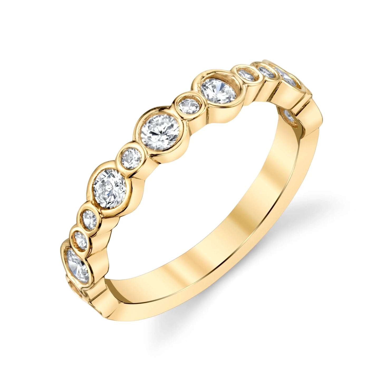 Art Deco-Inspired Bezel set Ladies Diamond Wedding Ring in 14k Solid Gold House Of Wedding Bands