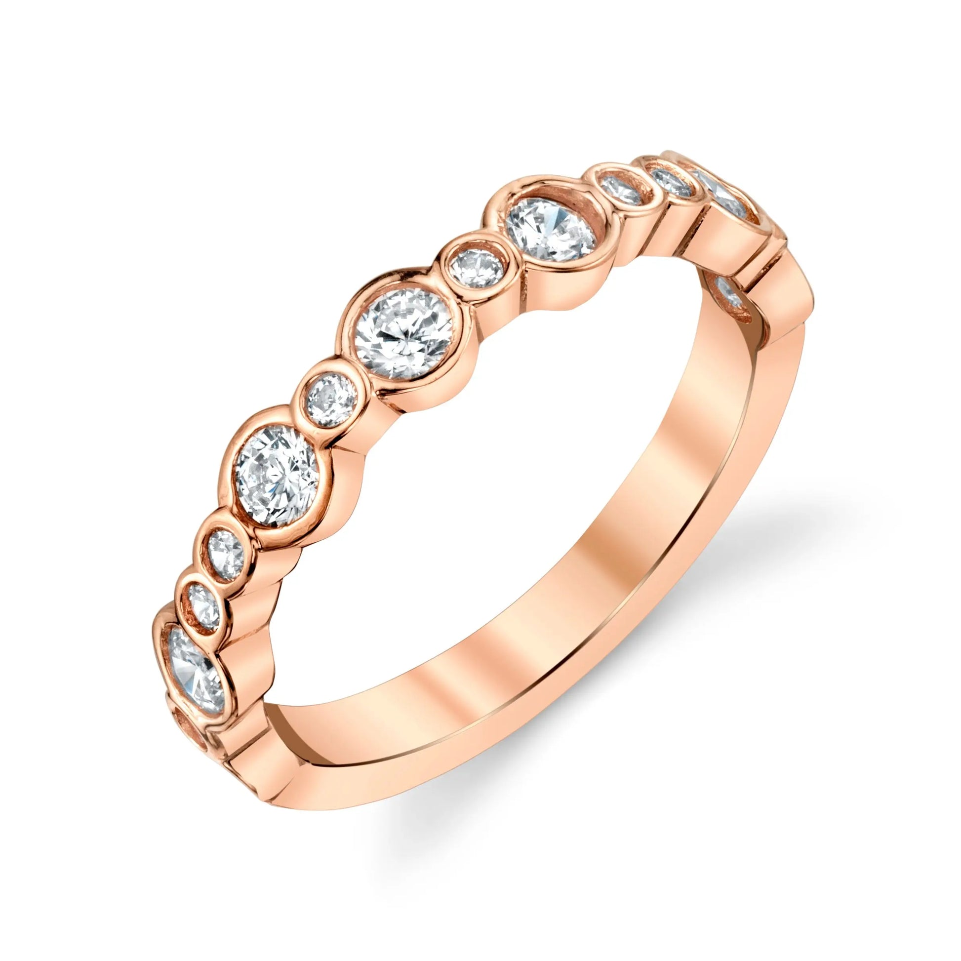 Art Deco-Inspired Bezel set Ladies Diamond Wedding Ring in 14k Solid Gold House Of Wedding Bands