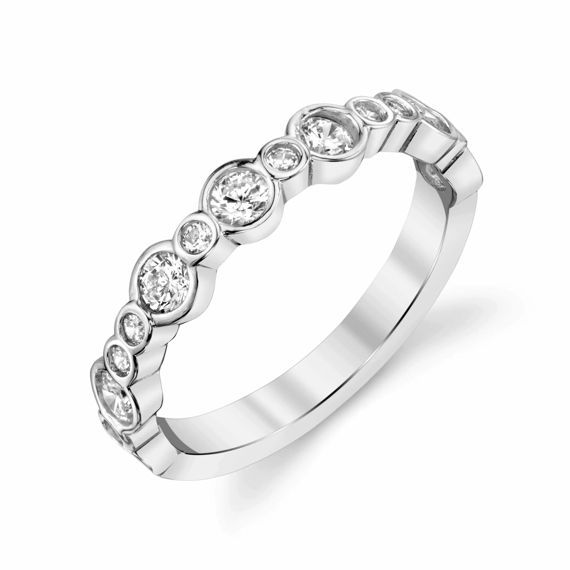 Art Deco-Inspired Bezel set Ladies Diamond Wedding Ring in Platinum House Of Wedding Bands