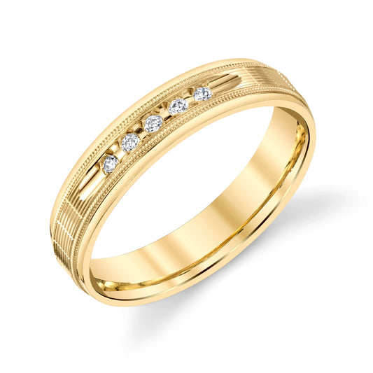 Channel-Bead-Set Diamonds Wedding Ring 5mm for Men in 10k Solid Gold House Of Wedding Bands