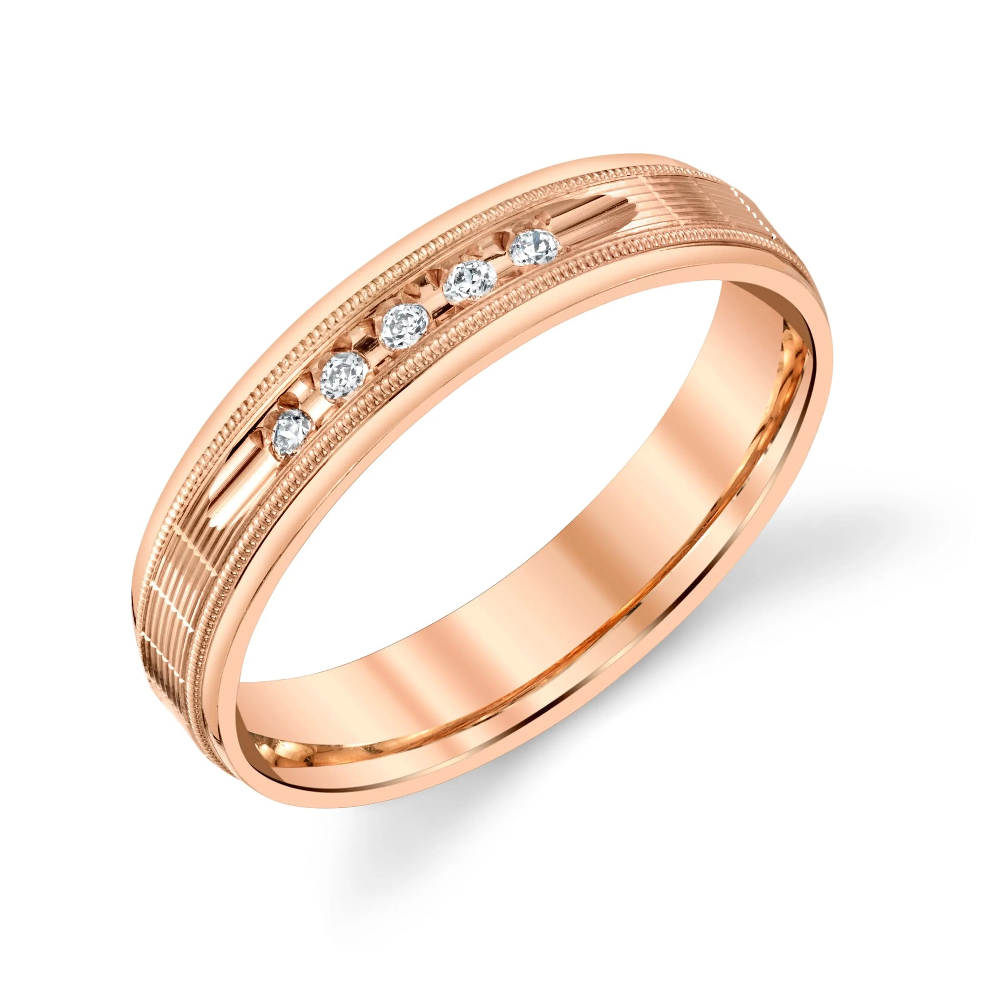 Channel-Bead-Set Diamonds Wedding Ring 5mm for Men in 14k Solid Gold House Of Wedding Bands