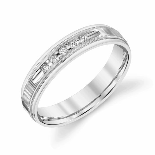 Channel-Bead-Set Diamonds Wedding Ring 5mm for Men in Platinum House Of Wedding Bands