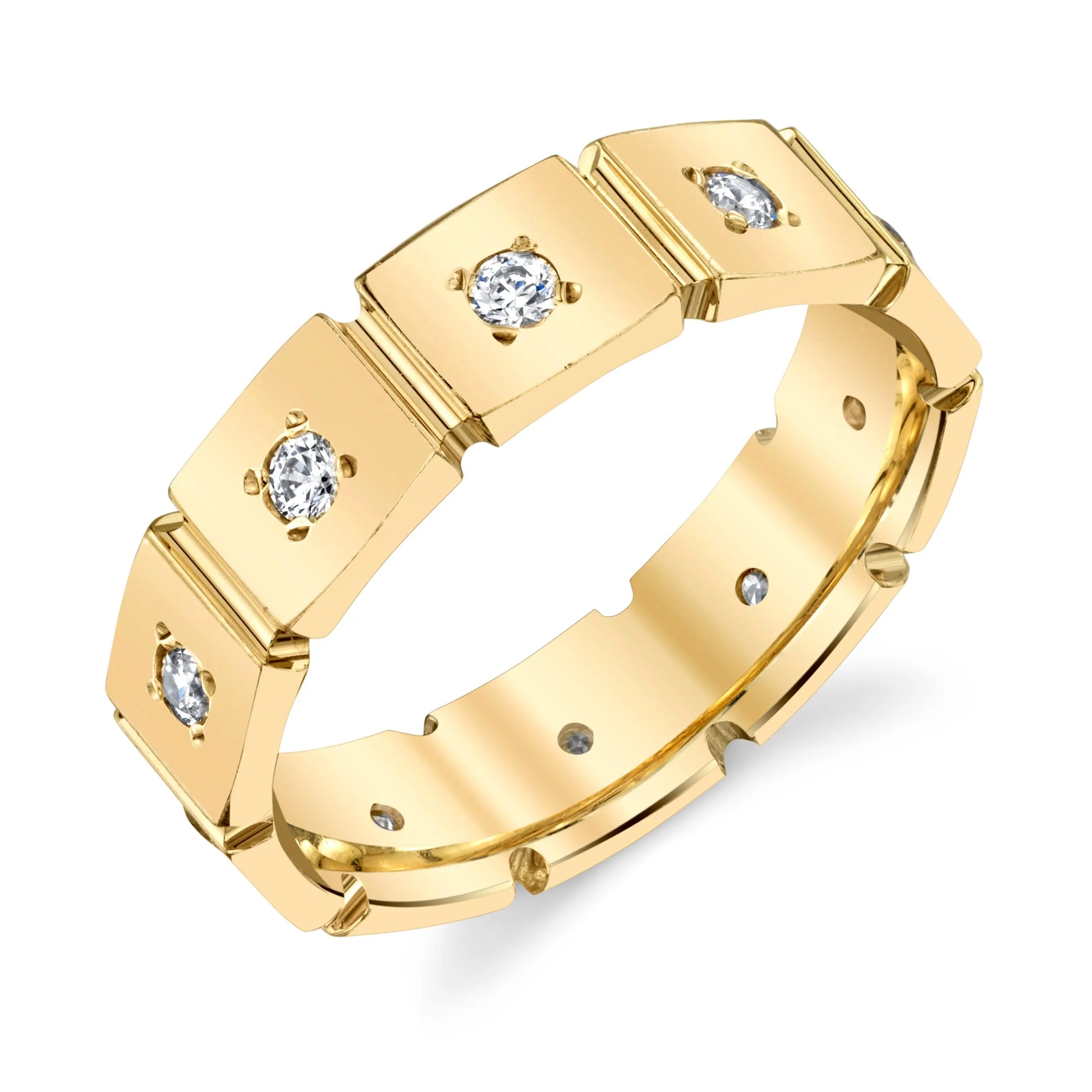 Men's Square Wedding Ring 6mm with Diamond Setting in 18k Solid Gold House Of Wedding Bands