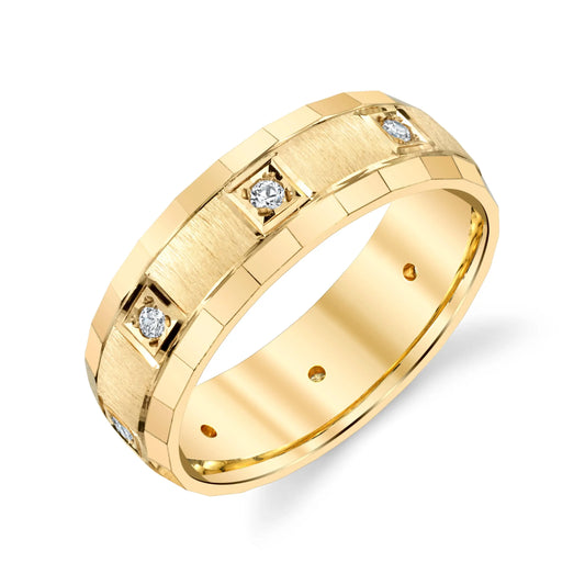 Men's Square cut Wedding Ring 7mm with Diamond Setting in 10k Solid Gold House Of Wedding Bands