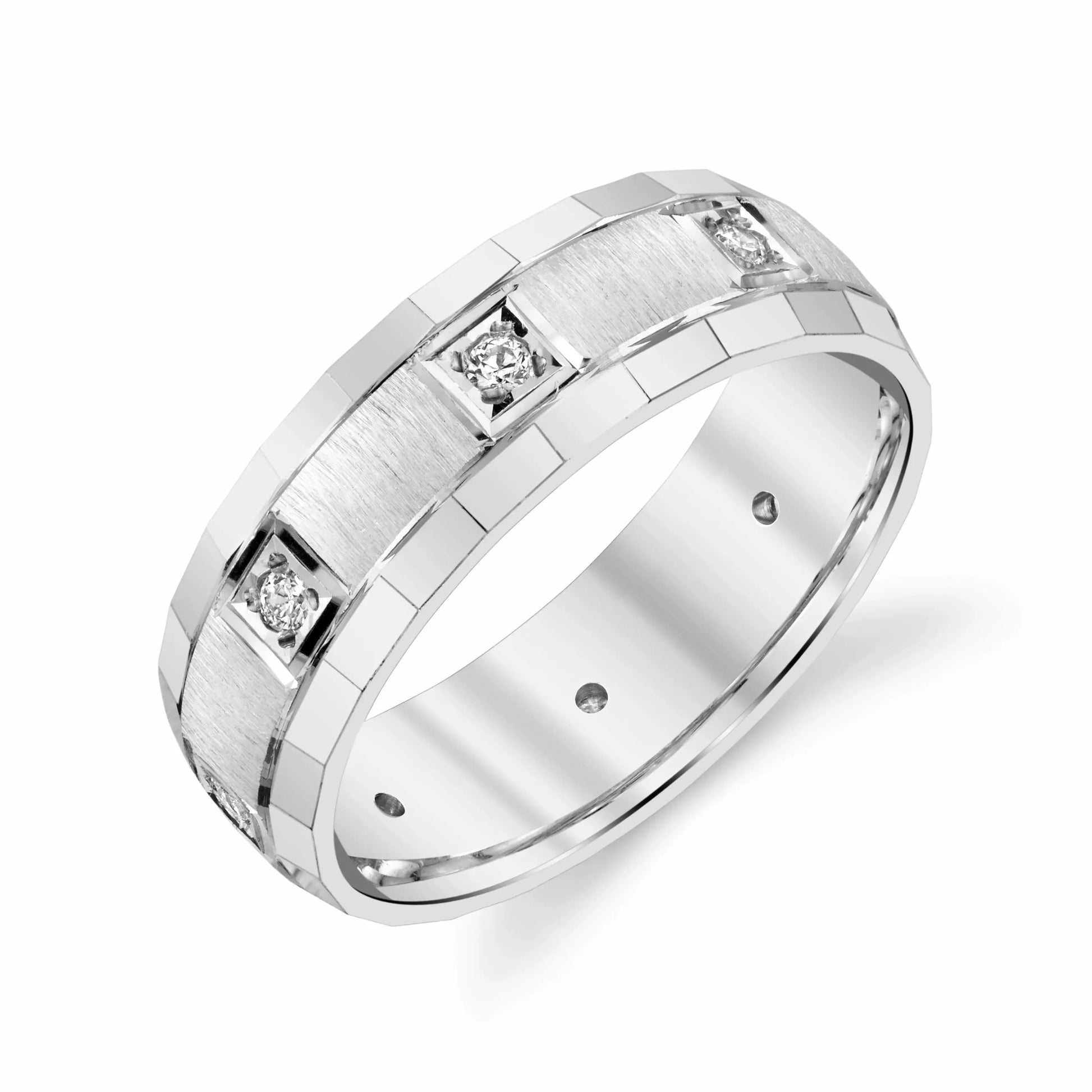 Men's Square cut Wedding Ring 7mm with Diamond Setting in 10k Solid Gold House Of Wedding Bands