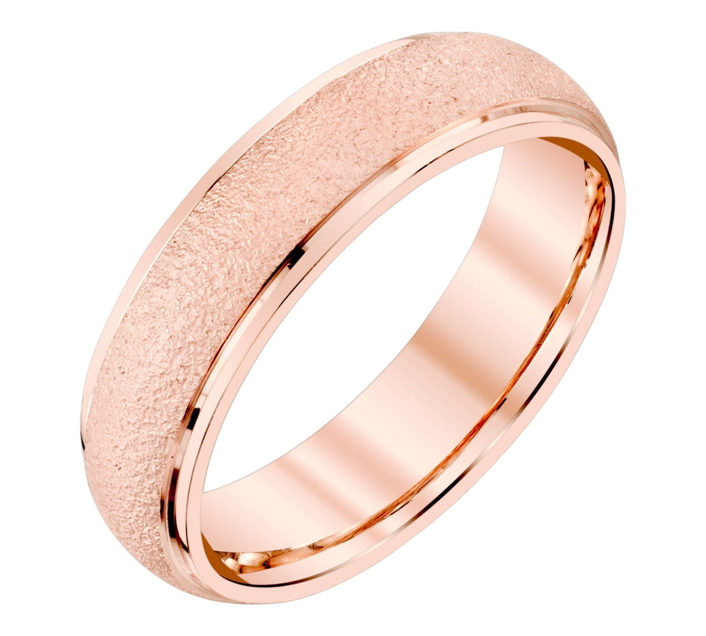 Stone Finish Mens Wedding Ring in 18k Gold