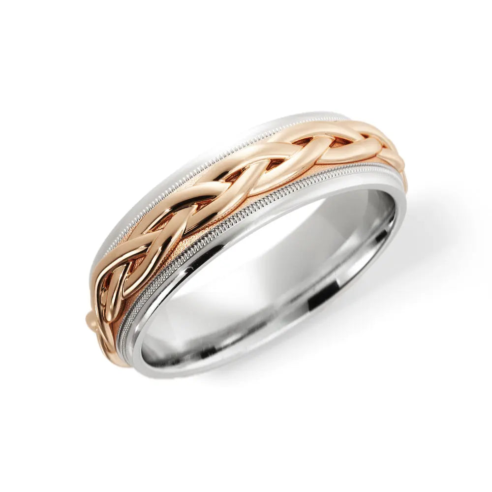 Braided Wedding Ring in 10k White/Rose Gold House Of Wedding Bands